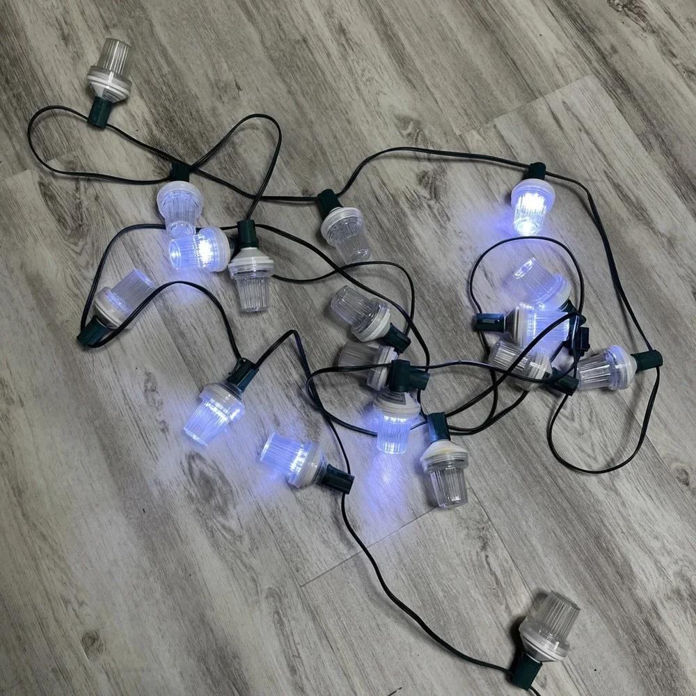 24 Pcs 120v Strobe C9 Christmas Lights‎ Outdoor Waterproof LED White